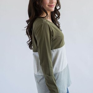 Olive green long sleeve nursing shirt
