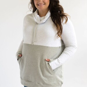 Light gray nursing hoodie for breastfeeding