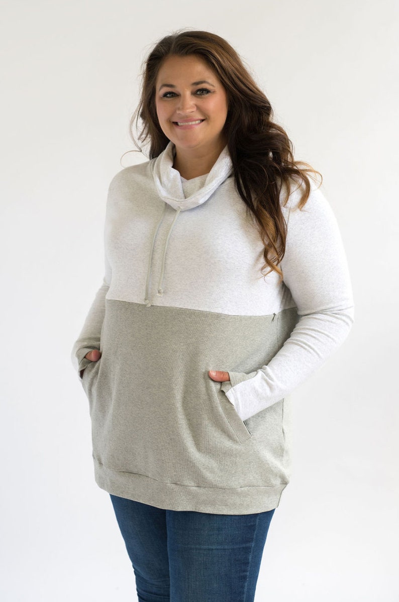 Light gray nursing hoodie for breastfeeding