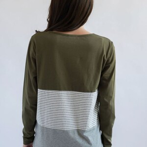 Olive green long sleeve nursing shirt