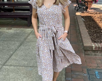 slim fit dress slacks Animal Print Maternity & Postpartum Midi Dress | Organic Cotton main image 0