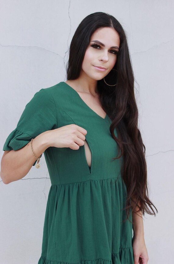 cotton nursing dress Dresses Cotton, Breastfeeding Dress, Nursing Dress, Nursing Dresses For Women- Green Bell Maxi dress Color:Pumpkin spice sun_med Three Quarter Bell Sleeve sleeveless nursing dress in