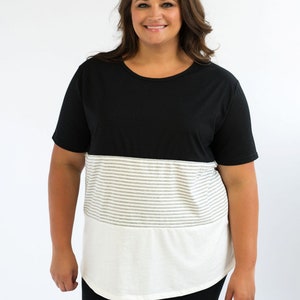 3 block black and white nursing shirt for breastfeeding mom