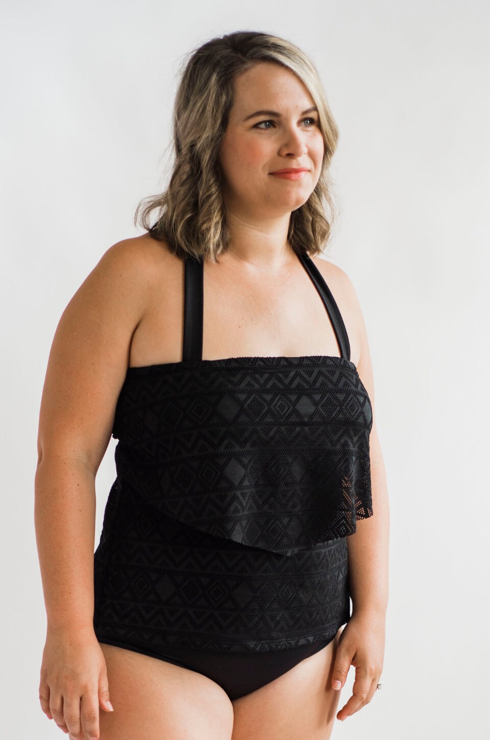 Nursing Swimsuit Top for Breastfeeding Nursing Bathing Suit With Lift up  Flap Black 
