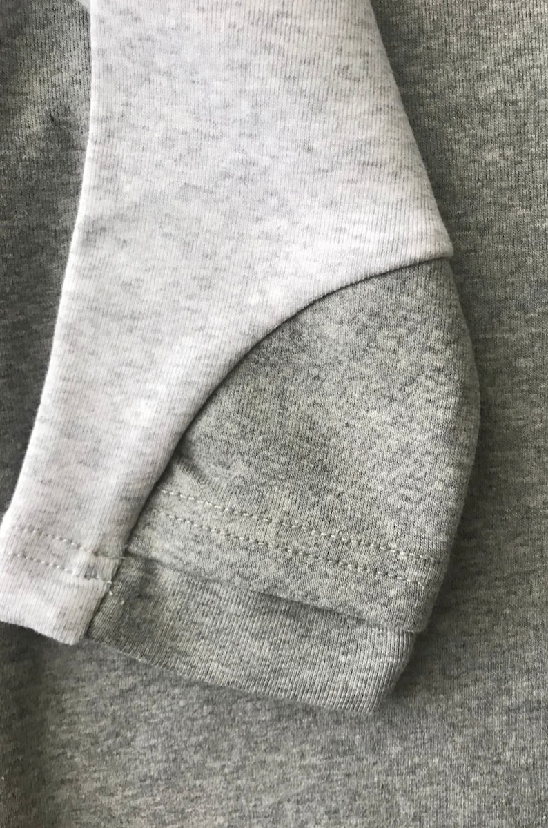 Light gray nursing sweatshirt with zipper access for breastfeeding