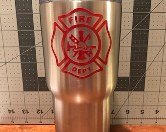 Firefighter Maltese Cross on 30oz RTIC Tumbler