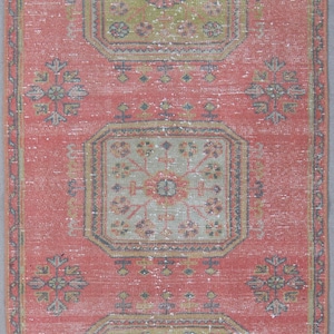 4x11 The size is 326x100 cm 10&#39;7&quot;x3&#39;8&#39;&#39; ft. Turkish, Handmade, Oushak, Pink, Anatolian, Oriental, Vintage Rug.Free Shipping! MS-514