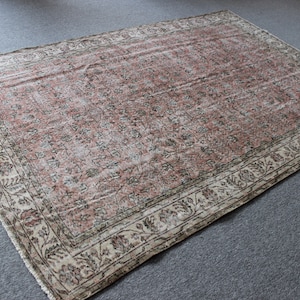 7x10 The size is 6’7”x10’ ft which is 204x307 cm Turkish, Handmade, Oushak, Vintage Natural Rug.Ms-178V