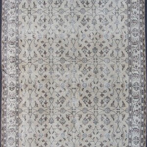 6x9 The size is 281x182 cm 9’2”x5’9” ft. Turkish, Handmade, Vintage, Beige, Distressed Rug. MS-116