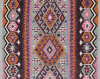 03 Turkish handwoven wool kilim,natural dyes. ,129 x 92 cm. , 4' 2" x 3' ft.Shipping included..
