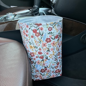 Floral Car Trash Bag, Car Accessory, Car Gadget, Car Organizer, For Women, waterproof lining, reusable car trash bag