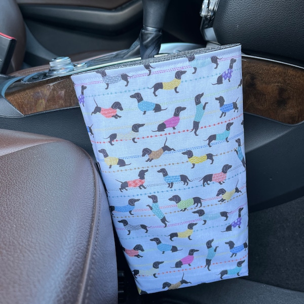 Dachshund Doxie Dog Car Trash Bag/Waterproof Lining, with liner, gearshift car trash bag, car organizer, car gadget