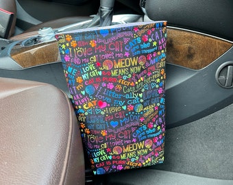 Cat Car Trash Bag/Purple Waterproof Lining/With Liner/Gearshift Car Trash Bag/ Headrest Car Trash Bag/ Wipeable Trash Bag/Car Organizer