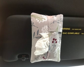 Gray Boho Floral Car Visor Travel Size Tissue Case Holder, Car Accessories for women,  Car Organizer, Tissue Holder, Car Gadgets, Gift idea