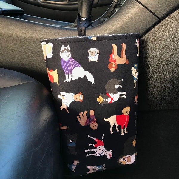 Dog Car Trash Bag/Waterproof Wipeable Lining/Gearshift Car Trash Bag/ Headrest Car Trash Bag/ Car Organizer/Gift Ideas/Dog Lovers