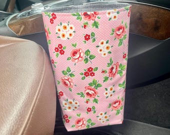 Floral Car Trash Bag, Waterproof Lining, Car Accessories, Car Gadgets, Women, gearshift car trash bag
