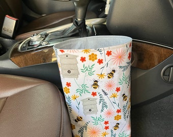 Bee, Hive, Flower Car Trash Bag, Waterproof Lining, Gearshift Car Trash Bag, Headrest Car Trash Bag, Wipeable Trash Bag, Car Organizer, gift