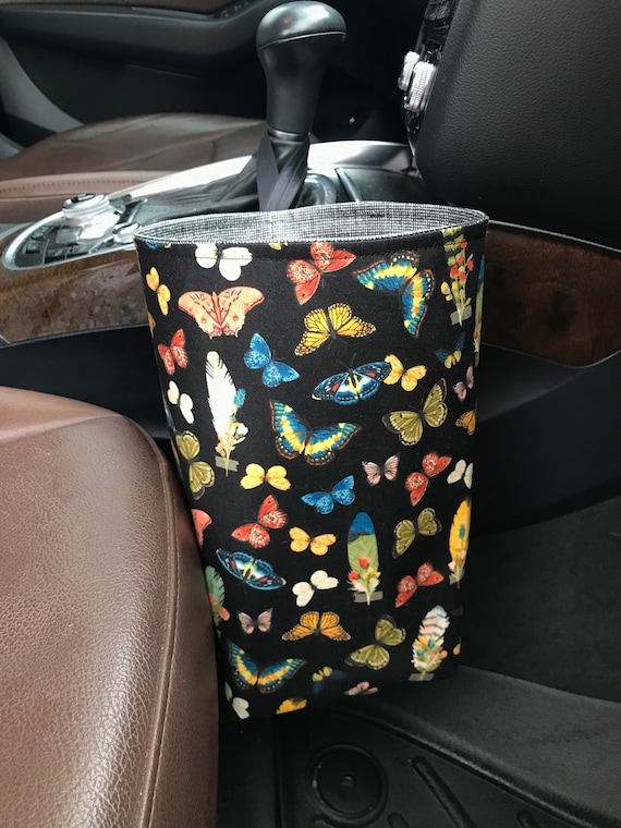 Butterfly Feather Car Trash Bag, Car Accessories, For Women, Gear Shift Car Trash Bag, Waterproof wipeable Lining, Gift idea