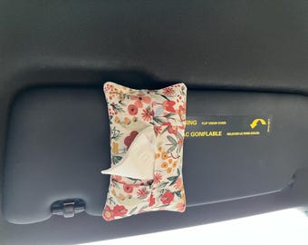 Floral Car Visor Travel Size Tissue Holder, Car Accessories, Car Gadgets, gift idea, car organization, Women’s gift