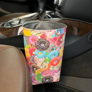 Donut Car Trash Bag, Waterproof lining, car accessories, car gadgets, gearshift trash bag,