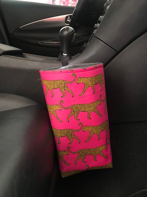 Jaguar Hot Pink Car Trash Bag, Waterproof Wipeable Lining, Gearshift Car Trash Bag, Car Accessories for women, Car Organizer, gift idea