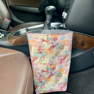 English Rose Metallic Rifle Paper Car Trash Bag, Waterproof Lining, Car Accessories for Women, gearshift car trash bag, gift, car gadget
