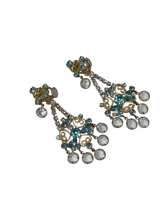 Vintage Kenneth Jay Lane KJL Chandelier Blue Clea… - image 3