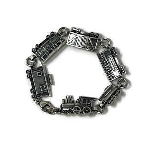 Rare HTF Retired James Avery Passenger Train US Mail Sterling Silver Link Bracelet
