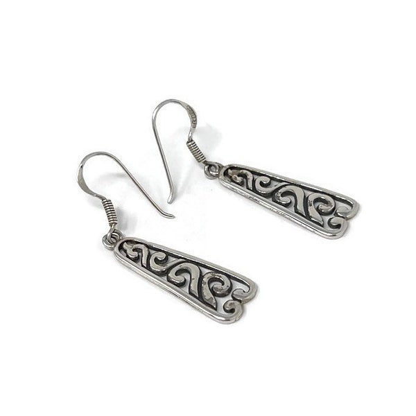 Vintage IBB 925 Sterling Silver Scroll Dangle Earrings:  Thailand Jewelry