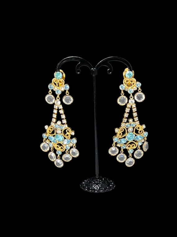 Vintage Kenneth Jay Lane KJL Chandelier Blue Clea… - image 7