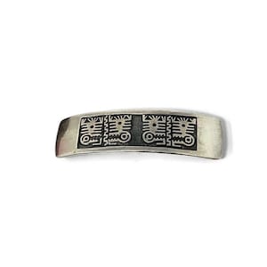 Vintage Mexico Heavy Sterling 925 Aztec Mayan Stamped Large Barrette:  35.8g