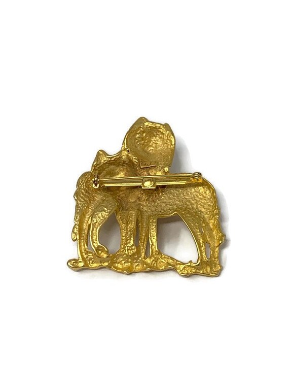 SALE Vintage Signed JJ Jonette Two Wolf Gold Tone… - image 4