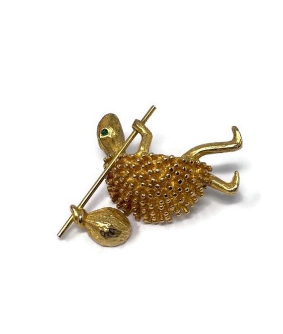 Whimsical Vintage Jeanne Gold Tone Turtle Hobo 3D… - image 3