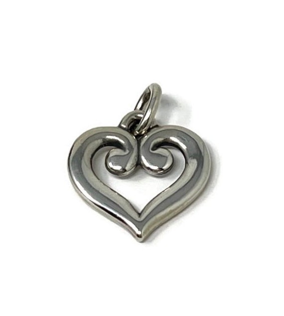 Retired James Avery Sterling 925 Scrolled Heart Pendant Charm w/JA Box: Texas Jewelry