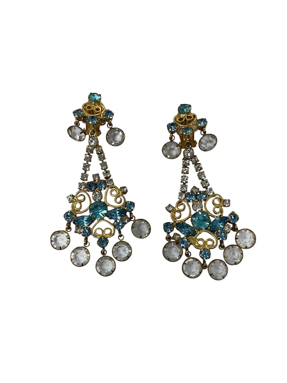 Vintage Kenneth Jay Lane KJL Chandelier Blue Clea… - image 2