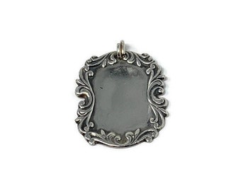 Vintage Dallas Designer T Foree Ornate Sterling Silver Repousse Luggage Tag/Pendant:  Victorian Revival