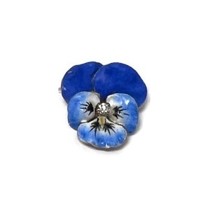 Art Nouveau 14K Gold Blue Enamel Diamond Pansy Brooch Pin-Convertible Floral Pendant-Vintage Bridal Heirloom Gift