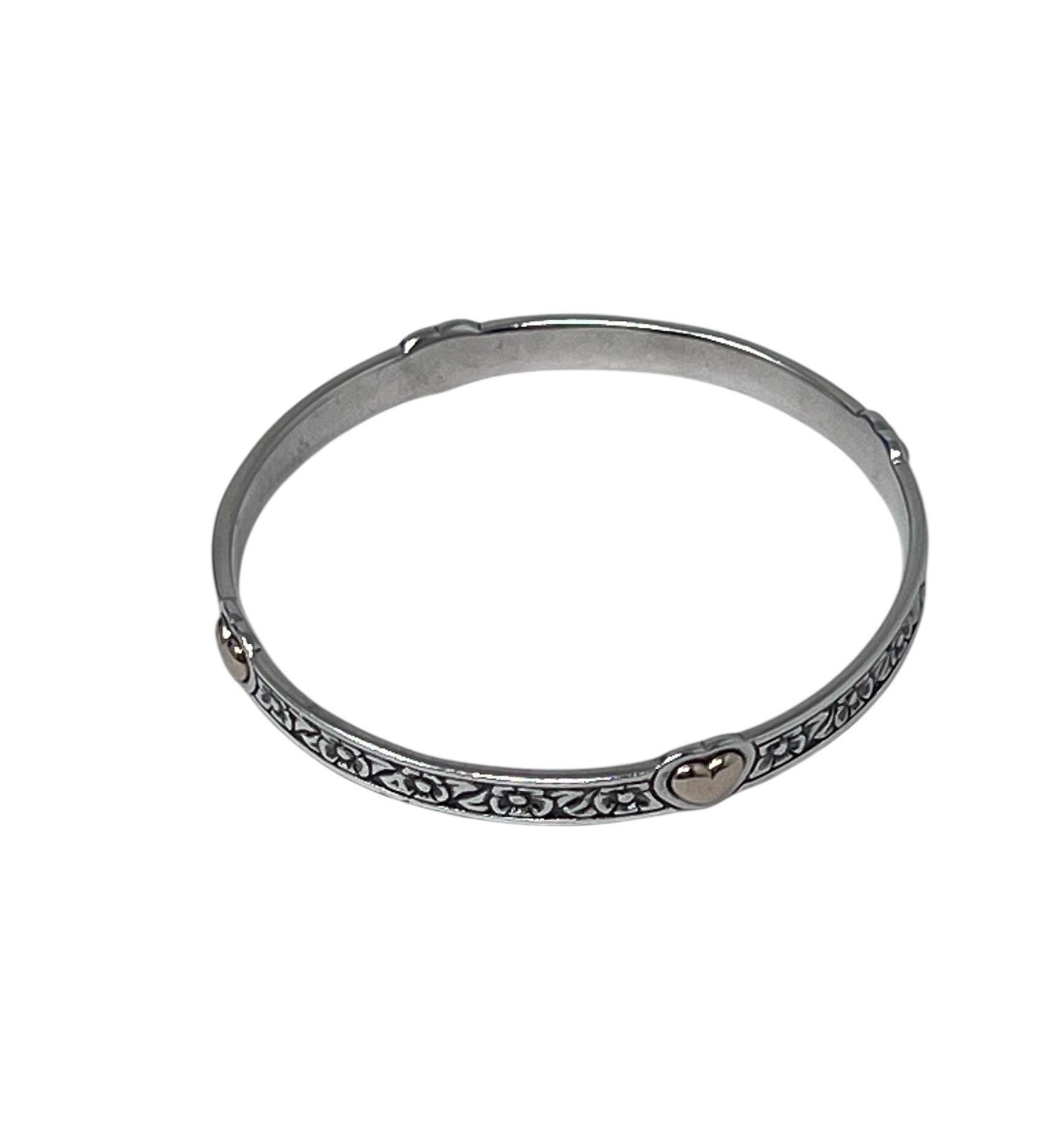 Retired James Avery Sterling Silver 14K Gold Heart of Gold Bangle
