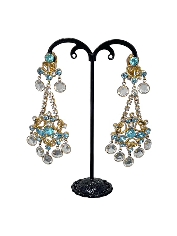 Vintage Kenneth Jay Lane KJL Chandelier Blue Clea… - image 1