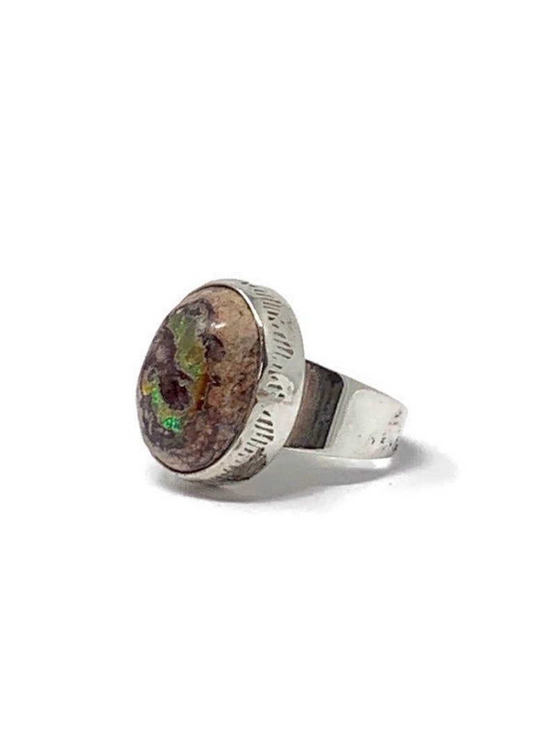 Raw Opal Handmade Unisex Sterling 925 Ring Rough Opal RingSize 8 12