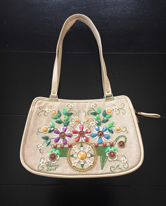 Vintage Enid Collins "Flower Cart" Jeweled Handbag