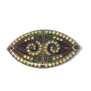 Vintage Catherine Popesco Art Deco Revival Enamel Crystal Brooch: La Vie Parisenne France