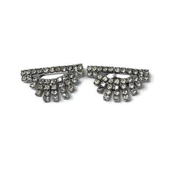 Vintage Rhinestone Silver Tone Art Deco Style Bridal Wedding Shoe Clips:  Shoe Bling