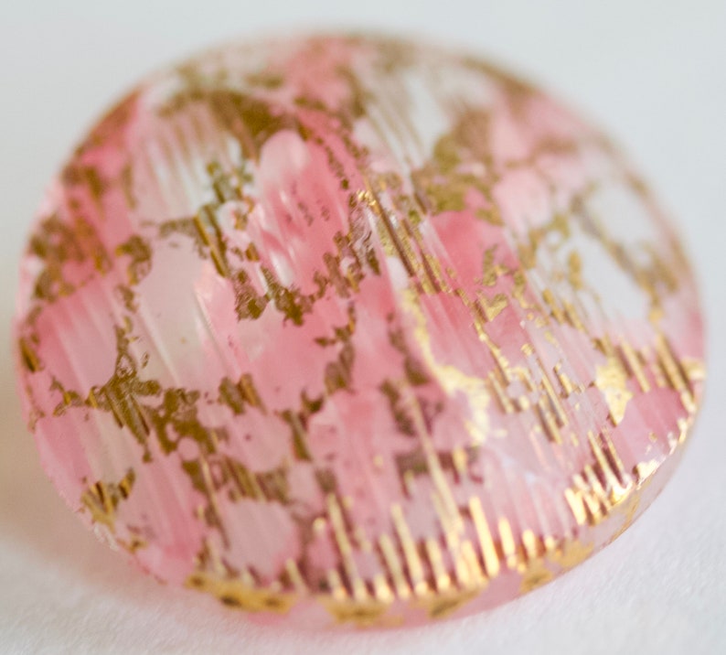 Two Pink and Clear Striped Buttons