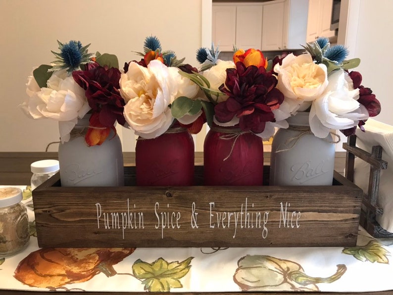 Farmhouse Home Decor Table Setting Modern Fireplace Mantle Fall Decor Storage Wooden Pumpkin Spice /& Everything Nice Wooden Display Box