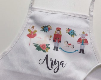 Child's Christmas Apron, Christmas Party Favors for Kids, Cookie Decorating Party, Christmas Cookie Party, Nutcracker Gift, Plum Princess