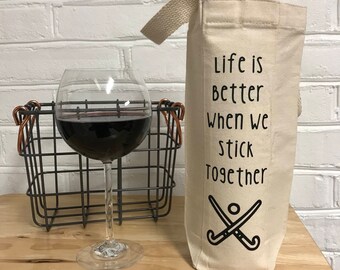 Field Hockey Gift | Wine Tote | Coaches Gift | Wine Gift | Teammate Gift | Personalized Wine Bag | Bottle Bag | Gift Bag