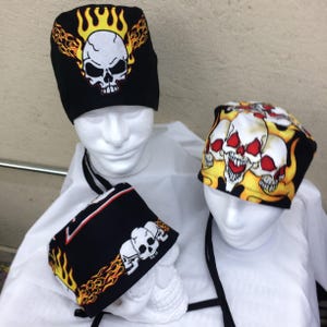 Scrub Hats Caps skulls Flaming With Colors Choice of 3 - Etsy