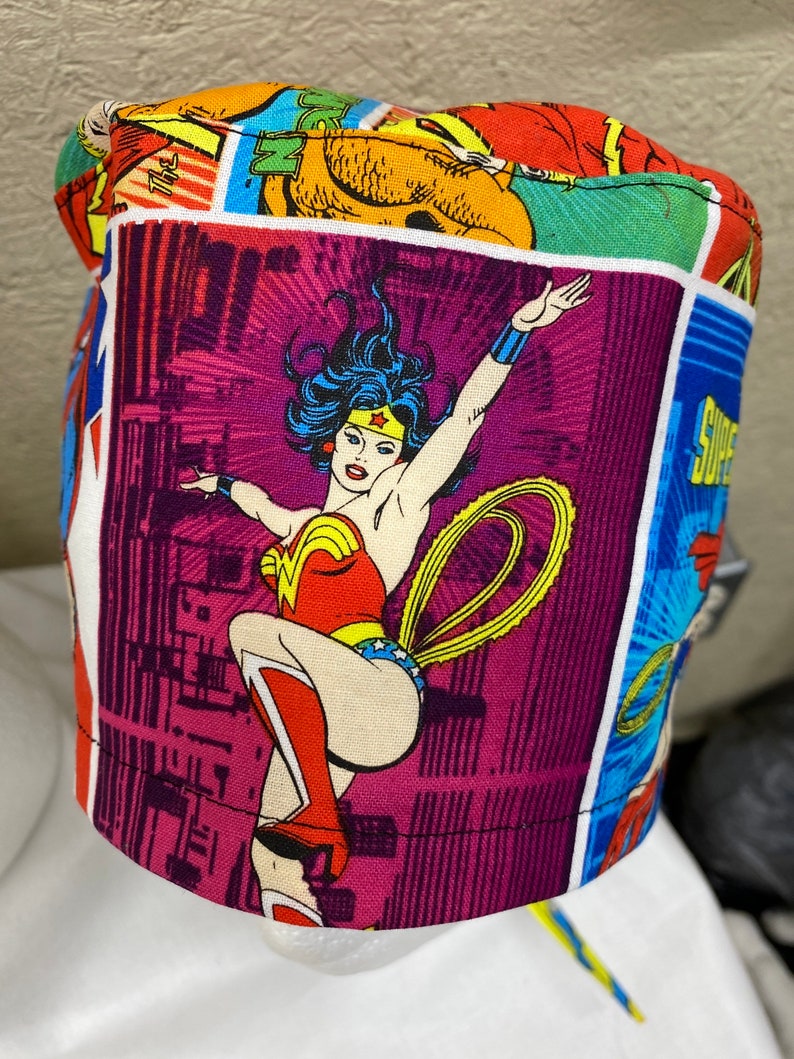 caps Scrub hats like DC comic Wonder Woman batman superman flash