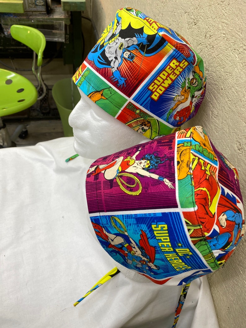 caps Scrub hats like DC comic Wonder Woman batman superman flash